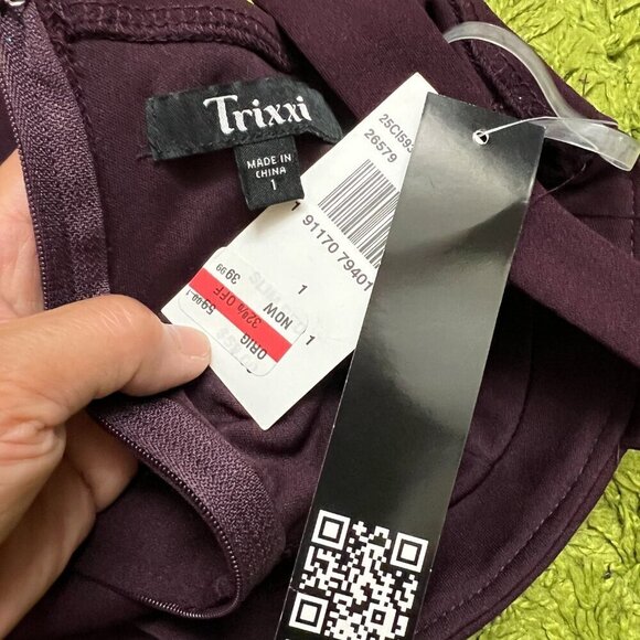 Trixxi Juniors' Womens Sweetheart-Neck Sleeveless Bodycon Dress Sz 1 in Red Wine - Picture 9 of 12